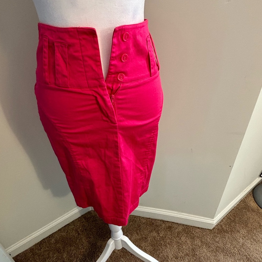 Guess Red Midi Pencil Skirt with Slit